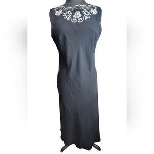 SL Fashions black with white embroidery dress